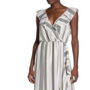 NWT Max + Ash Women's Striped Short Sleeve Surplice Neck Maxi Dress Size XS